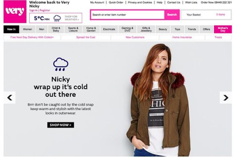 personalization on very.co.uk's ecommerce store