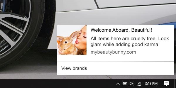 an example of push notification in the beauty industry