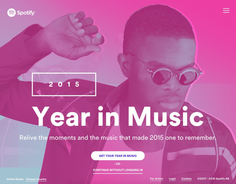 screenshot of Spotify's year in music microsite