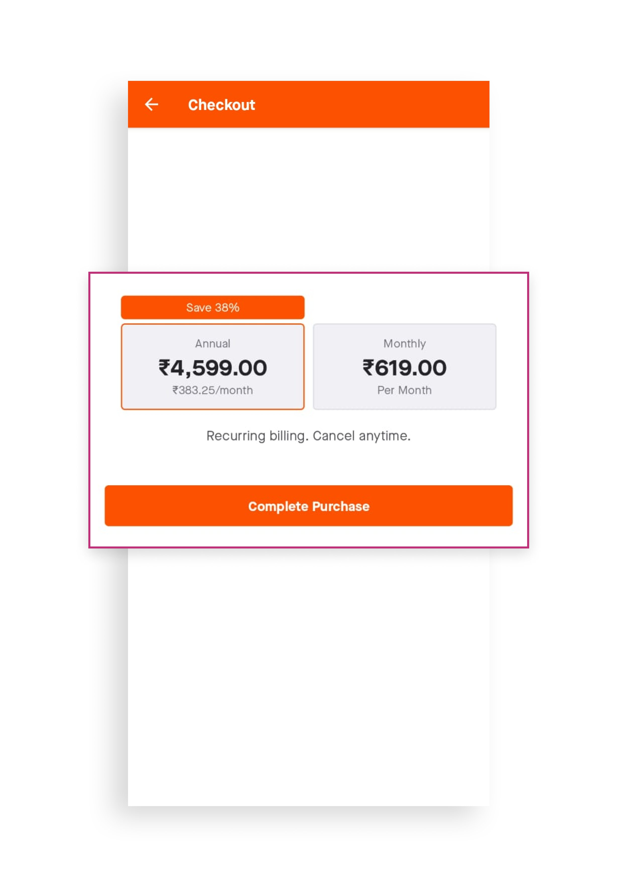 Pricing Test Example with a discount bar on annual subscription. Source:Strava