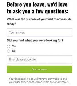 an example of website exit survey