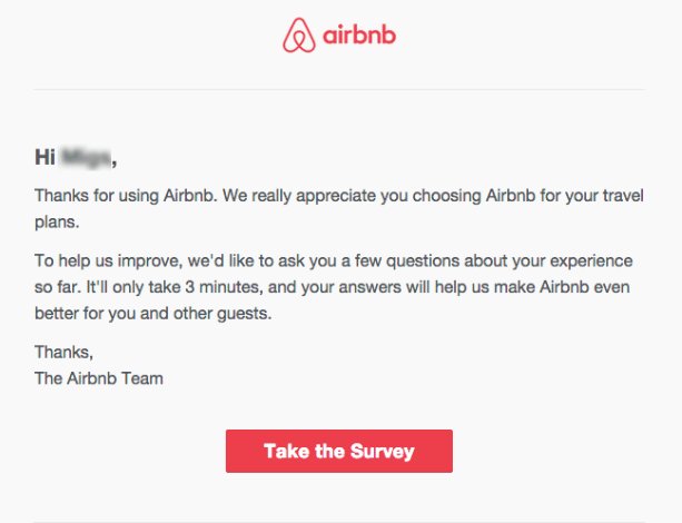 an example of conducting website surveys from airbnb