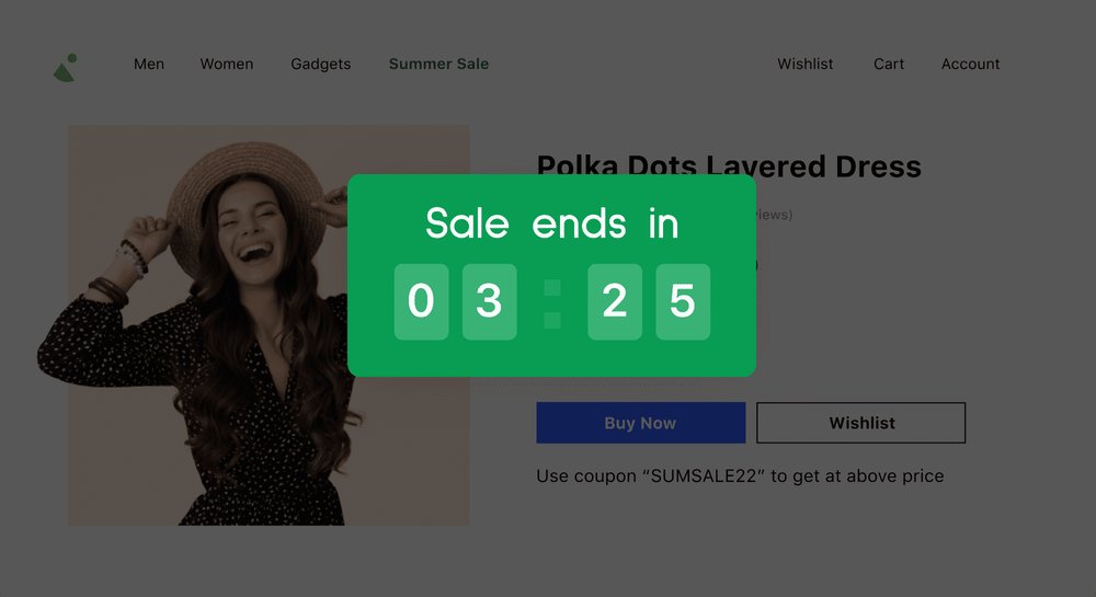 Add countdown pop ups for sales and discounts